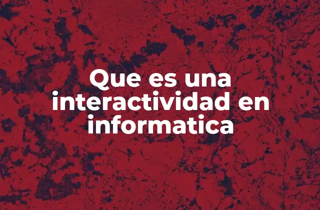 Que es una Interactividad en Informatica