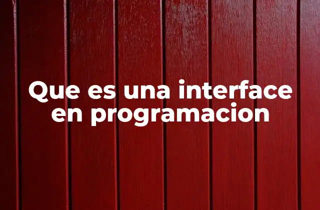 Que es una Interface en Programacion