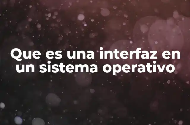 Que es una Interfaz en un Sistema Operativo