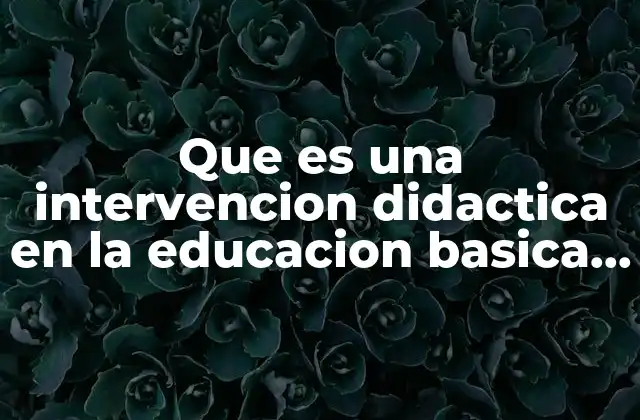 Que es una Intervencion Didactica en la Educacion Basica 2011
