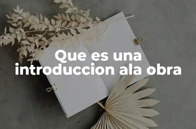 Que es una Introduccion Ala Obra