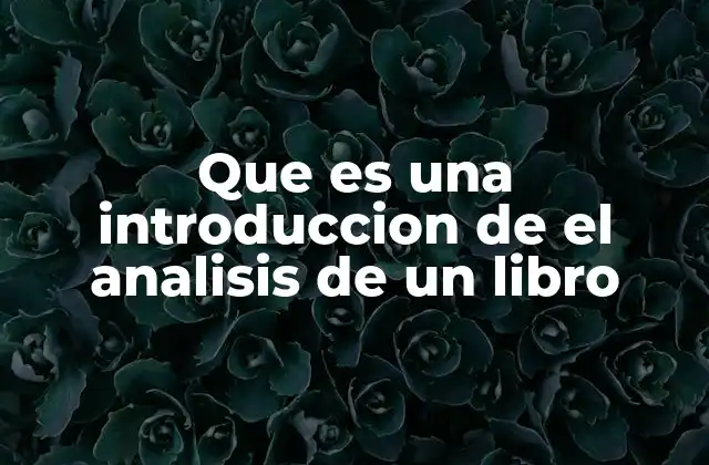 Que es una Introduccion de el Analisis de un Libro
