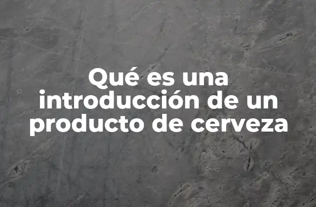 Qué es una Introducción de un Producto de Cerveza