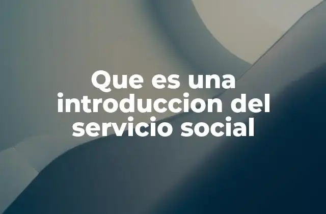 Que es una Introduccion Del Servicio Social