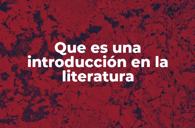 Que es una Introducción en la Literatura