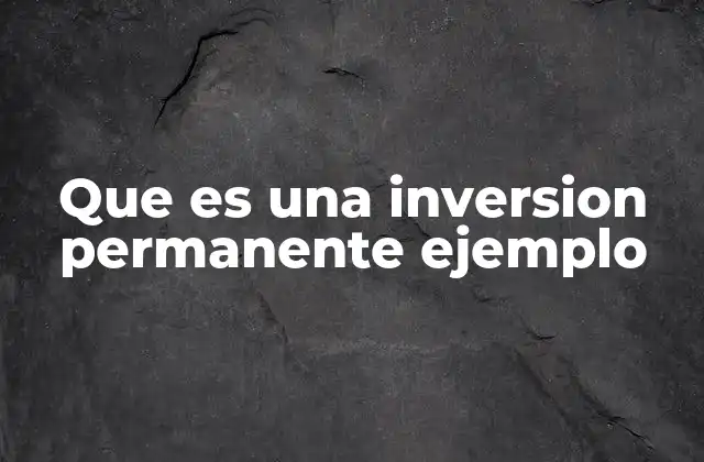 Que es una Inversion Permanente Ejemplo