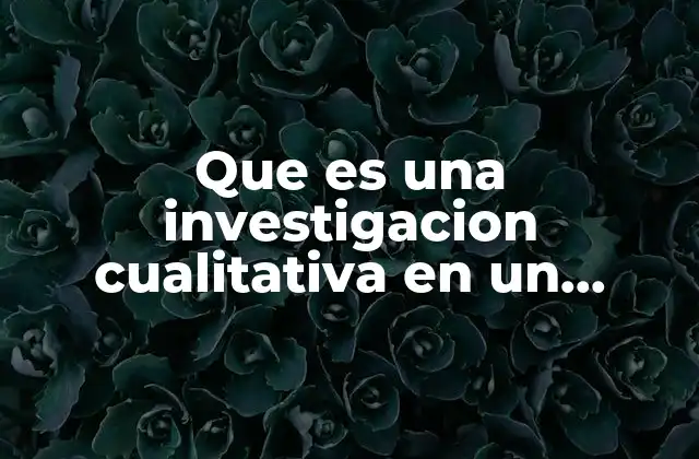 Que es una Investigacion Cualitativa en un Proyecto