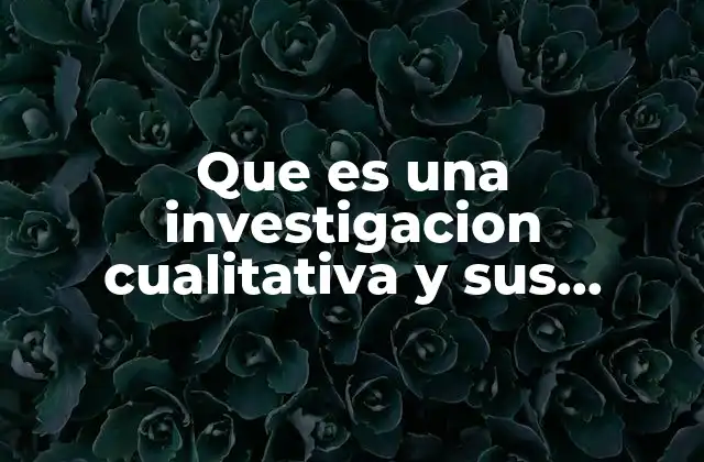 Que es una Investigacion Cualitativa y Sus Caracteristicas
