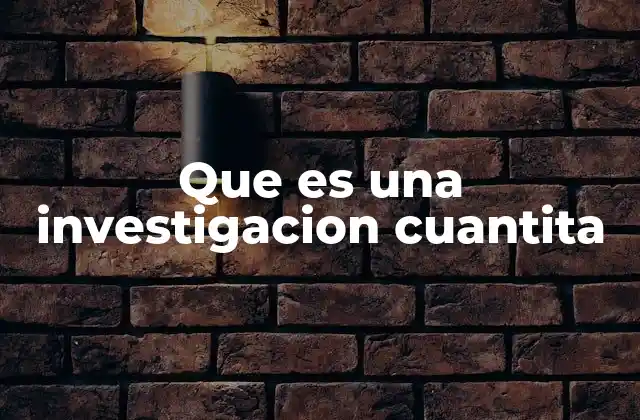 Que es una Investigacion Cuantita
