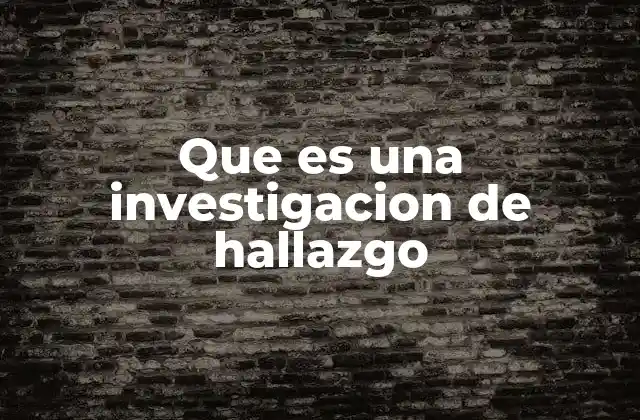 Que es una Investigacion de Hallazgo
