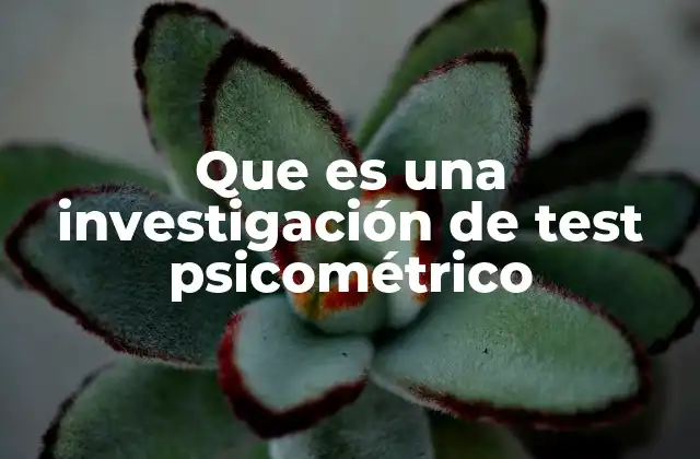 Que es una Investigación de Test Psicométrico