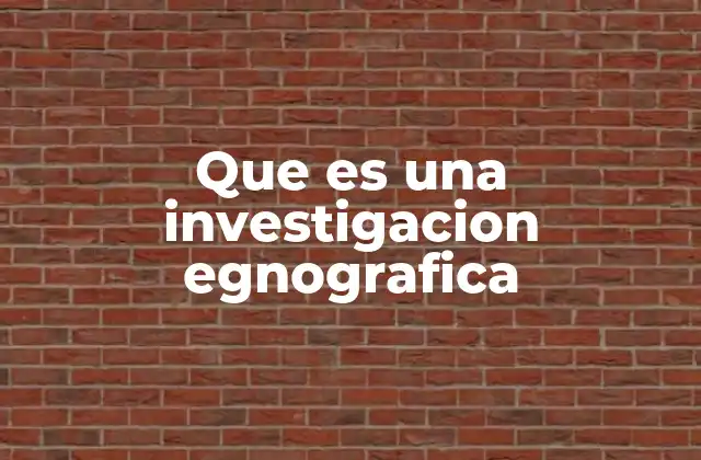 Que es una Investigacion Egnografica