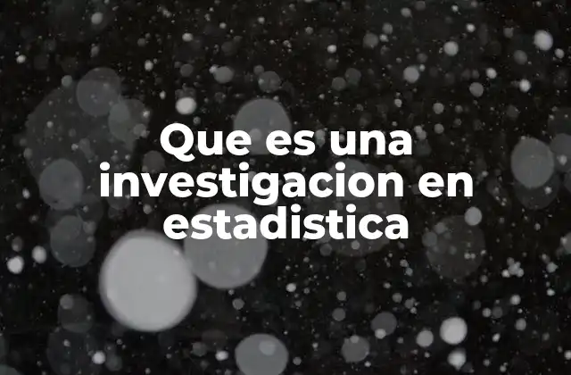 Que es una Investigacion en Estadistica