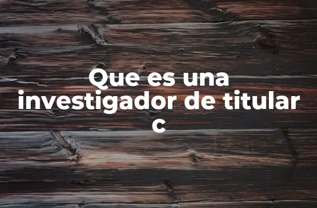 Que es una Investigador de Titular C