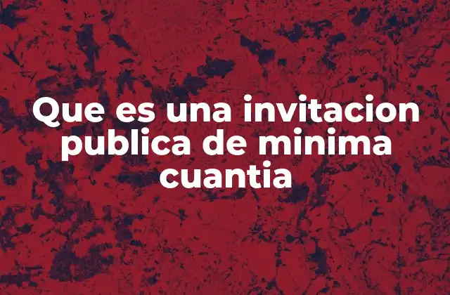 Que es una Invitacion Publica de Minima Cuantia 2 Cómo se diferencia de otras formas de contratación pública