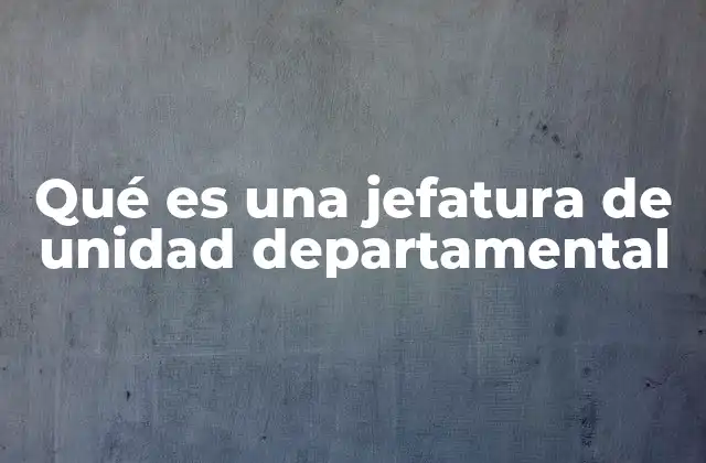 Qué es una Jefatura de Unidad Departamental