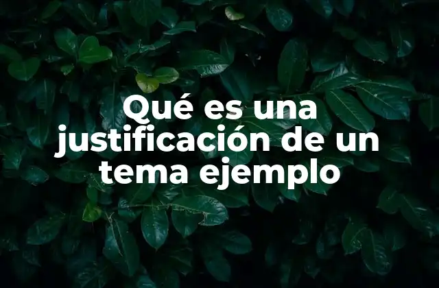 Qué es una Justificación de un Tema Ejemplo
