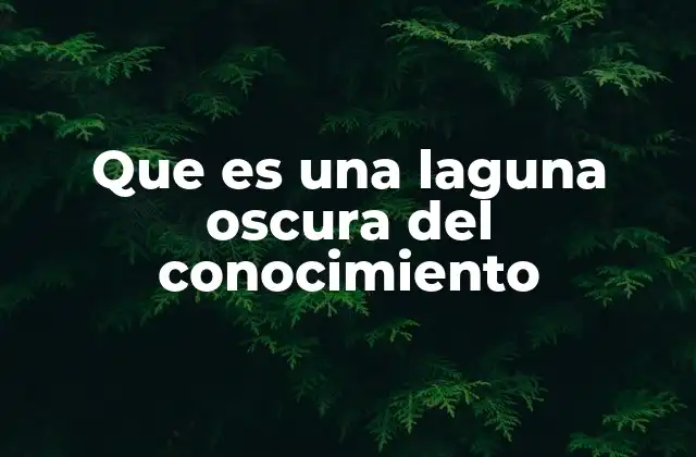 Que es una Laguna Oscura Del Conocimiento