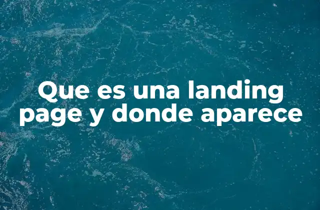 Que es una Landing Page y Donde Aparece