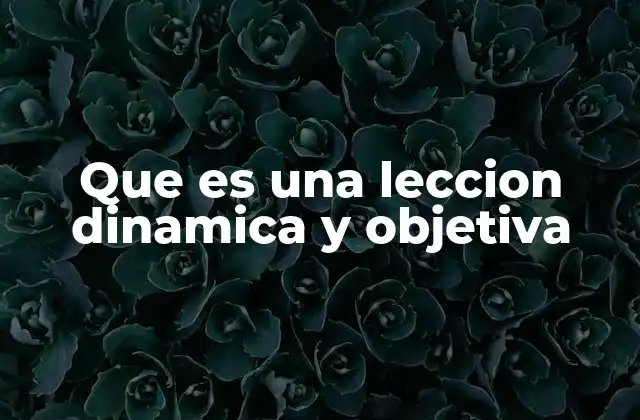 Que es una Leccion Dinamica y Objetiva 2 La base del aprendizaje activo en el aula