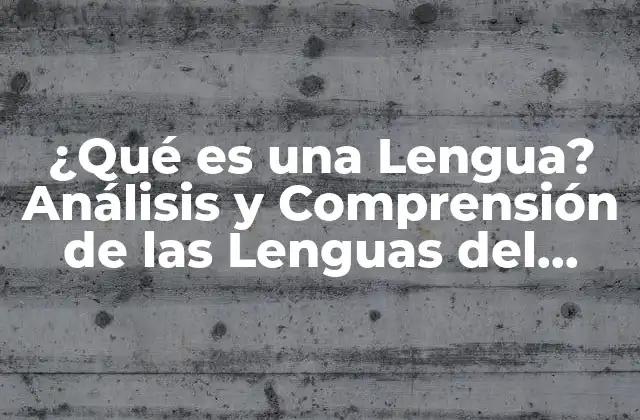 ¿qué es una Lengua? Análisis y Comprensión de las Lenguas Del Mundo