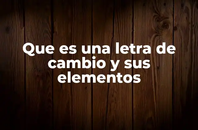 Que es una Letra de Cambio y Sus Elementos