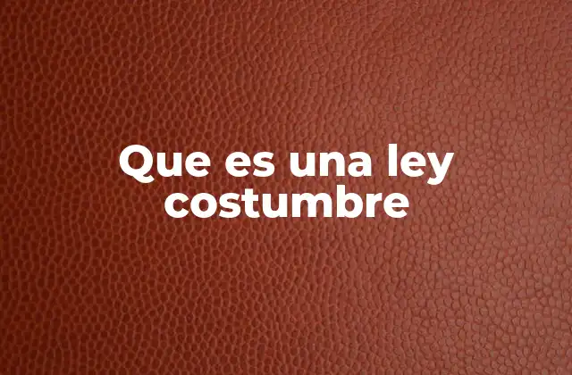 Que es una Ley Costumbre