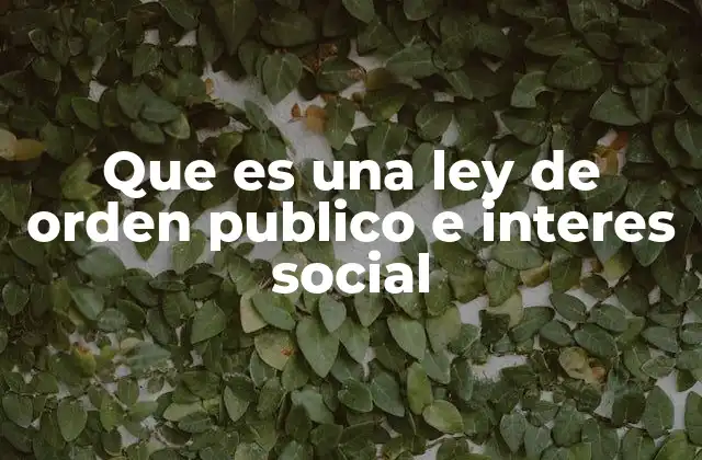 Que es una Ley de Orden Publico e Interes Social