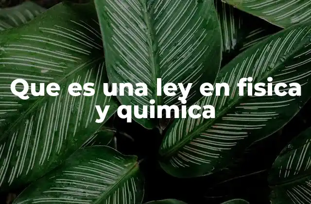 Que es una Ley en Fisica y Quimica