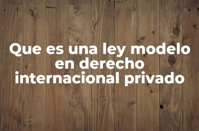 Que es una Ley Modelo en Derecho Internacional Privado