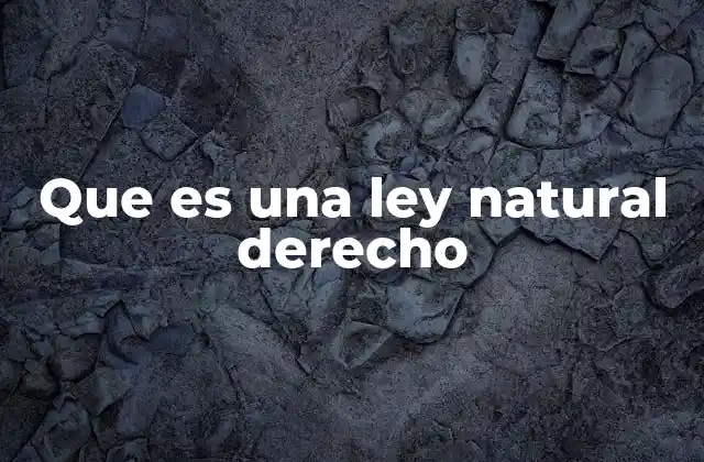 Que es una Ley Natural Derecho