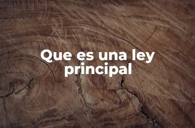 Que es una Ley Principal