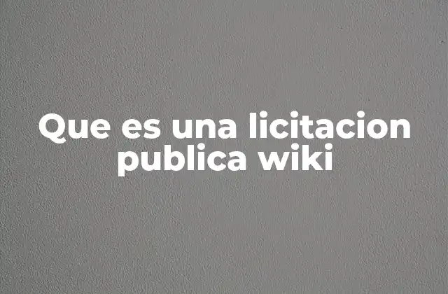 Que es una Licitacion Publica Wiki