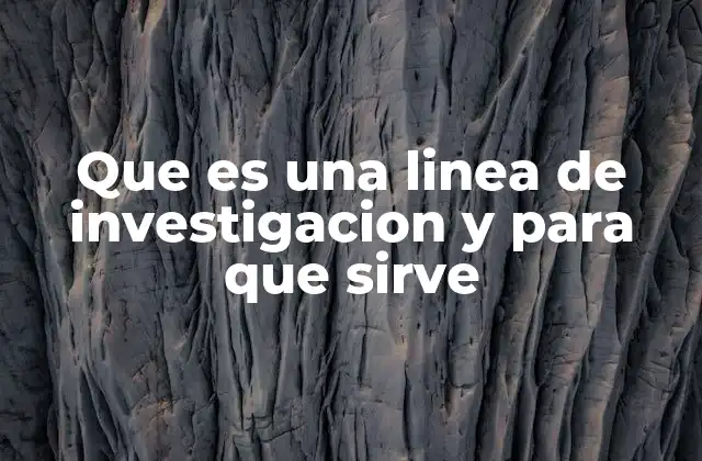 Que es una Linea de Investigacion y para que Sirve