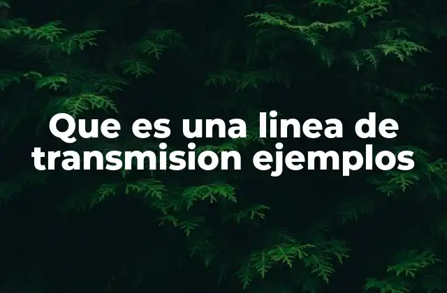 Que es una Linea de Transmision Ejemplos