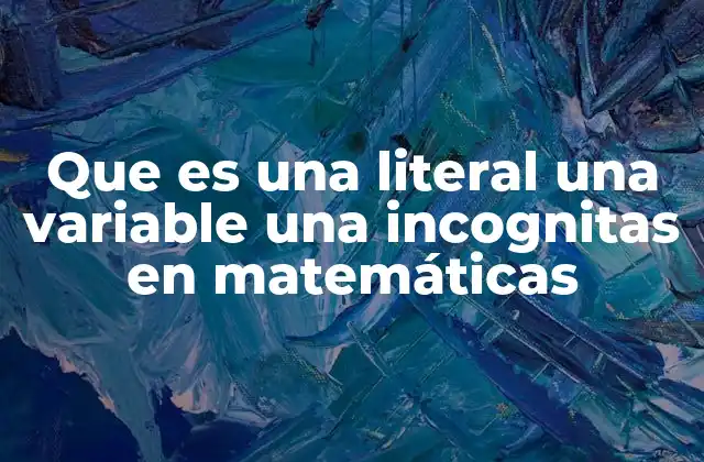 Que es una Literal una Variable una Incognitas en Matemáticas