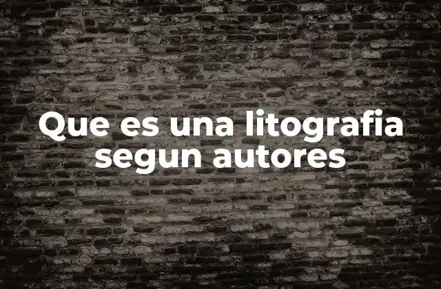 Que es una Litografia Segun Autores