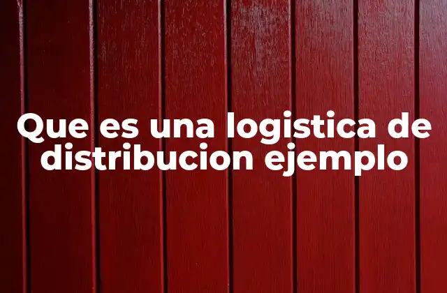 Que es una Logistica de Distribucion Ejemplo