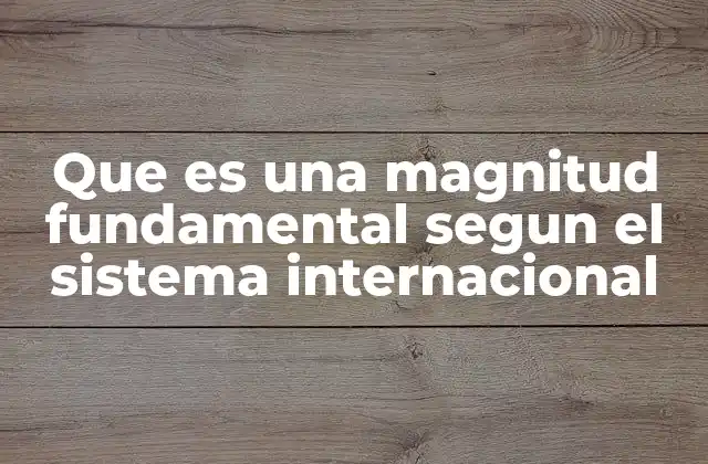 Que es una Magnitud Fundamental Segun el Sistema Internacional