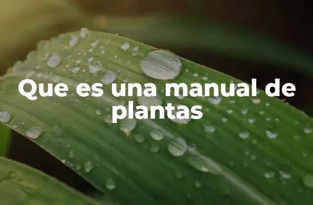 Que es una Manual de Plantas
