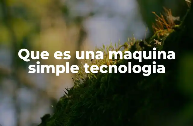 Que es una Maquina Simple Tecnologia