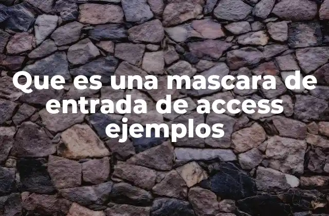 Que es una Mascara de Entrada de Access Ejemplos