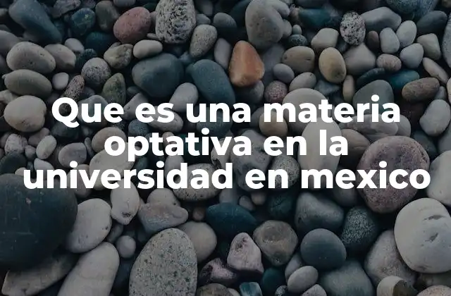 Que es una Materia Optativa en la Universidad en Mexico