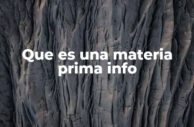 Que es una Materia Prima Info