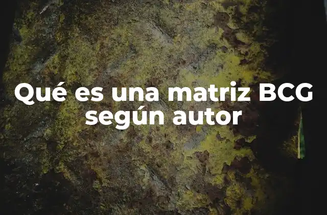 Qué es una Matriz Bcg según Autor