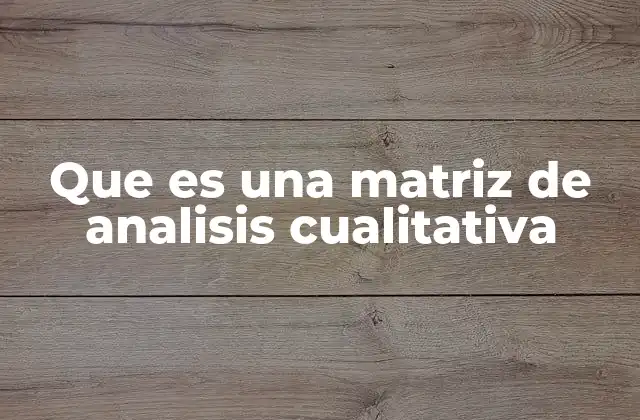 Que es una Matriz de Analisis Cualitativa