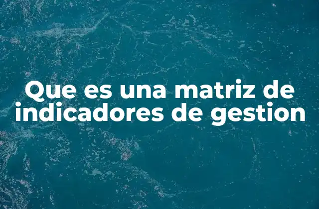 Que es una Matriz de Indicadores de Gestion