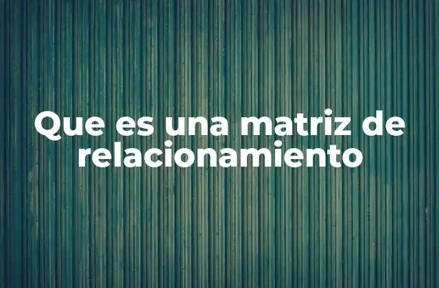 Que es una Matriz de Relacionamiento