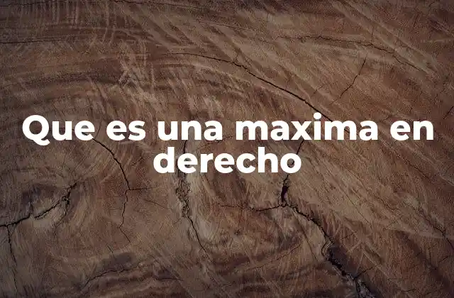 Que es una Maxima en Derecho
