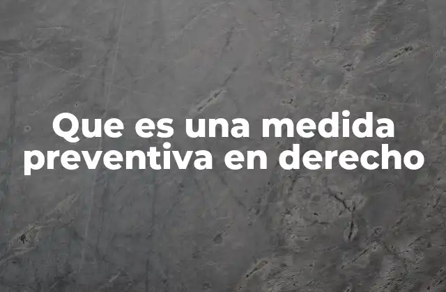 Que es una Medida Preventiva en Derecho